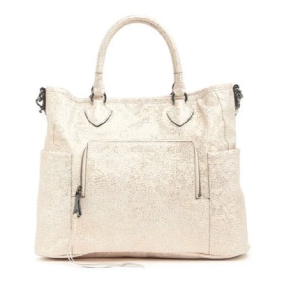 New Aimee Kestenberg Sunbury Novelty Tote Bag Purse Handbag Gold Pebble Metallic - Picture 1 of 13